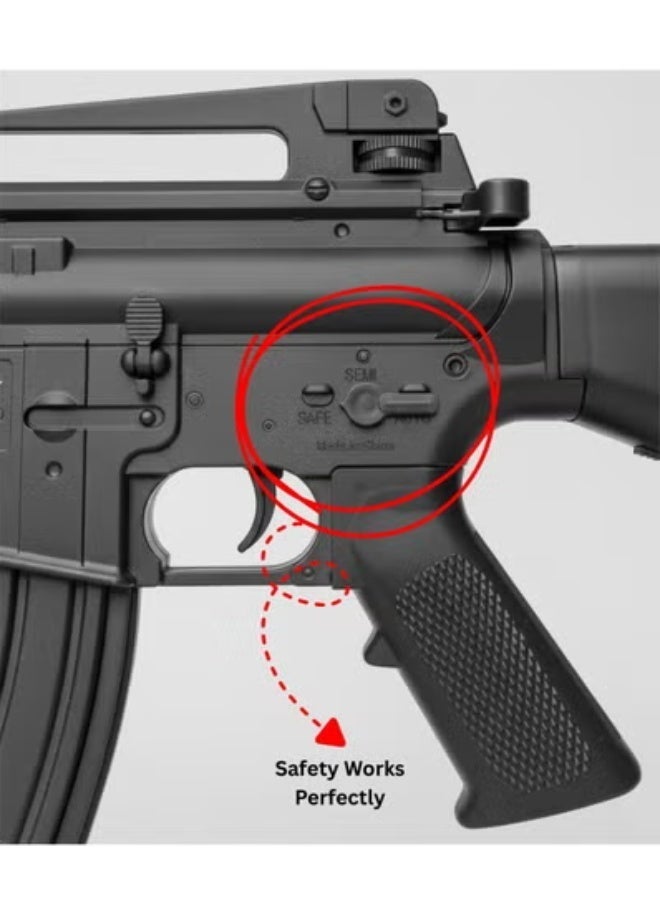 Premier Black Dual Mode BB Toy M4 Rifle with Removable Shoulder Stock, Semi Auto Shooting Action, Includes Magazine and 400 Steel Like BB Ammo Bottle for Target Practice Play Gun - Image 2